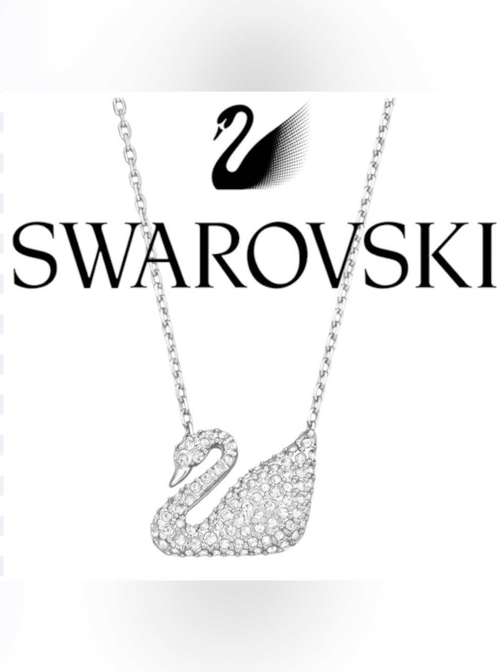 Like New Swarovski Silver Crystal Swan Pendant Necklace - Clear Crystals